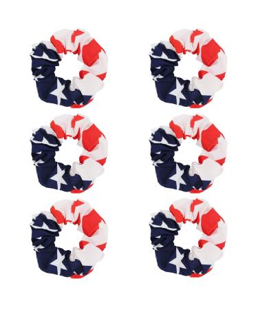 6Pcs Women Hair Scrunchies July 4th USA American Flag Union Jack Scrunchie (USA Flag)