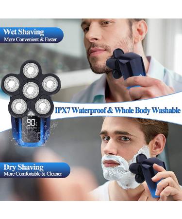 Bald Head Shaver 6 in 1 Cordless Waterproof Electric Razor for Men - Rechargeable, Wet Dry, USB Charging - Ideal for Head and Face Shaving - Buy Online on SooperMarket.com