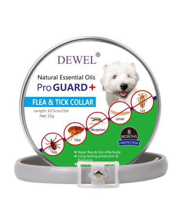 Dewel 63.5cm tick collar for dogs adjustable flea and ticks Prevention neck bands waterproof flea neck tape against vermin gray