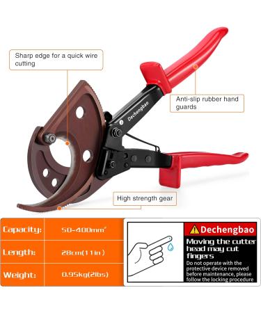 Dechengbao HS520A Heavy Duty Ratchet Cable Cutter for Aluminum Copper Cables up to 400mm - Buy Online on SooperMarket.com