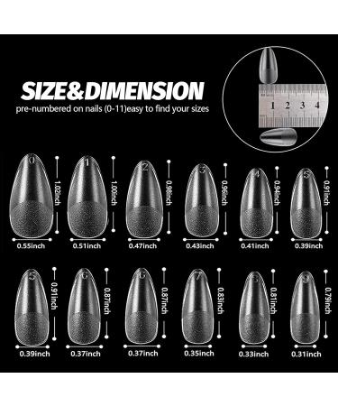 240 Pieces Full Cover Nail Tips - Clear Almond Shape No Wrinkle 12 Sizes Included | Perfect for DIY Manicure & Press-On Nails | International Shipping Available - Buy Online on SooperMarket.com