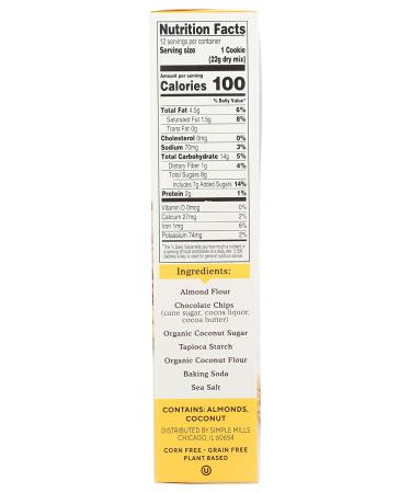 Simple Mills Almond Flour Chocolate Chip Cookie Dough Mix - Gluten Free & Plant Based - 9.4 Ounce - Buy Online on SooperMarket.com