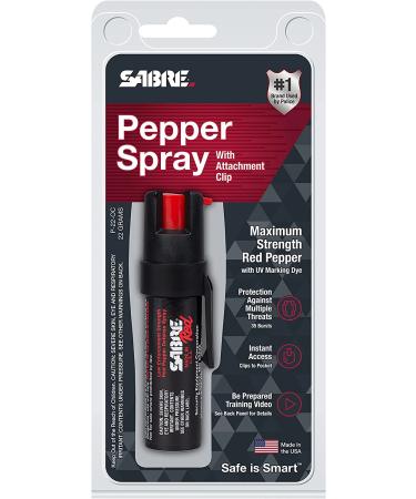 SABRE RED Compact Pepper Spray 2-Pack | Maximum Police Strength OC Spray with UV Dye | 10-Foot Range | Quick Access Belt Clip | Small and Easy to Carry | Black - Buy Online on SooperMarket.com