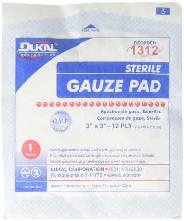 Dukal Corporation 8192 Sterile Gauze Pads 3x3 12 Ply 100 per Box White