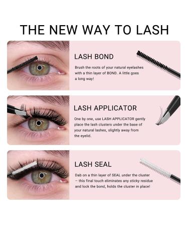 DIY Eyelash Extension Kit | 144 Pcs Thin Band Cluster Lashes with Mascara Brush, Glue, and Applicator | R-08 Kit (1 Count, Pack of 3) - Buy Online on SooperMarket.com