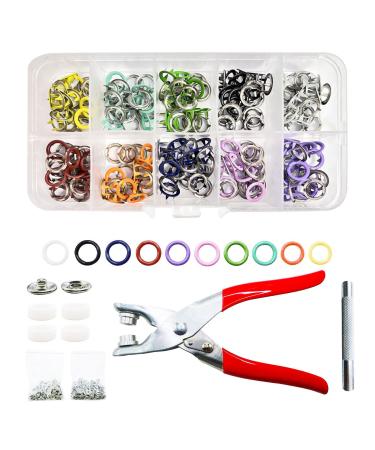 Metal Snaps Button for Sewing  Colored Open Prong Snap Button Kit  DIY Snap Button Kit with Fasteners Pliers Press Tool Set for Barbie Clothing Bag  Sewing Crafting Supplies (10 Colors)