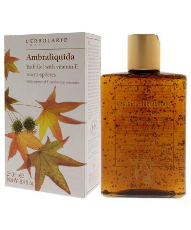 L'Erbolario Ambraliquida Bath Gel - Vitamin E Infused Toning & Protective Skin Care - Amber Creamy Fragrance - 8.4 oz - International Shipping Available - Buy Online on SooperMarket.com