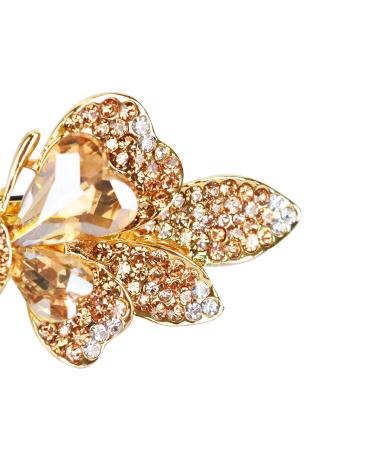 Sankuwen Champagne Crystal Rhinestone Hair Barrette | Small Butterfly Hairpin for Women | Elegant French Hair Clip for Mom - Buy Online on SooperMarket.com