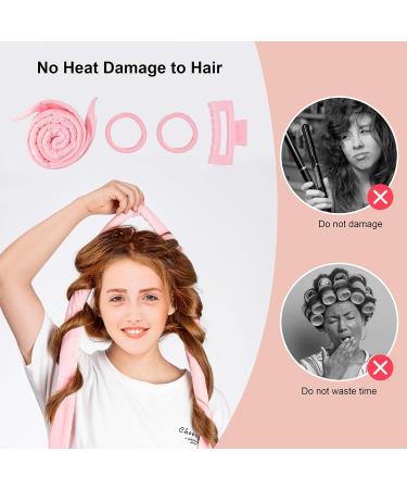 CORATED Heatless Curling Rod Headband - 60 Extra Long Soft Hair Curlers for Overnight Curls - No Heat Styling for Short & Long Hair - Pink - Buy Online on SooperMarket.com