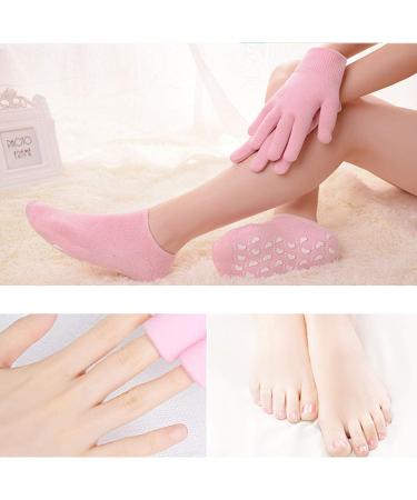 Moisturizing Socks and Gloves Set for Softening and Repairing Dry Skin with Aloe Lotion and Silicone - Pink - Buy Online on SooperMarket.com