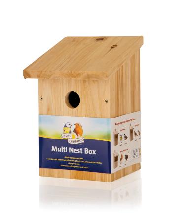 Walter Harrison's Wooden Wild Bird House Garden Nest Box Multi Entrance - 25mm Hole/32mm Hole/Open Fronted