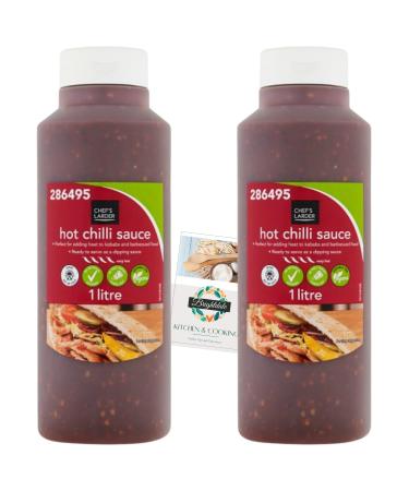 Chilli Sauce Bundle with Chef's Larder Hot Chilli 1 Litre 2 Pack + Brightdale Kitchen Booklet