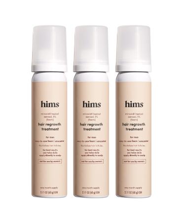hims Extra Strength Hair Regrowth Treatment for Men with 5% Topical Minoxidil Foam for Hair Loss and Thinning Hair, Unscented No Drip Formula, 3 Month Supply, 3 Pack
