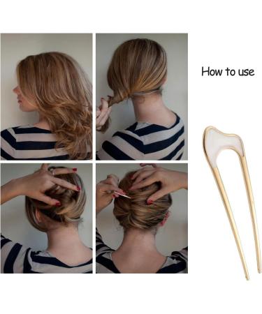 RTRTGS 4 Pieces U-shaped Hair Pins Hairpin Stick French Style U-shaped Hair Clips U-shaped Headdress Hairpins Fork for Women Girls Hair Styling Accessories - 4 Types - Buy Online on SooperMarket.com