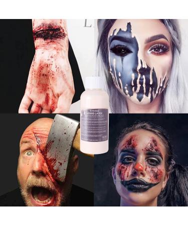 Yeweian Liquid Latex SFX Makeup 2.1 Oz - Halloween Monster Zombie Clown Makeup for Scald Burn Scar Wound Cut Skin Decay - Prosthetics & Old Age Wrinkle Effects - Light Flesh - Buy Online on SooperMarket.com