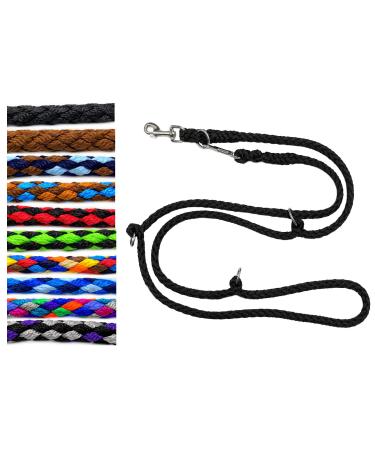 Dog linen large dogs up to 80 kg double brick jumbo 2.40m / 2.80m / 3.50m / 5m adjustable practice line / guide in 17 different fabulas very stable (2.80m 4 -fold black) 2.80m 4 -fold black