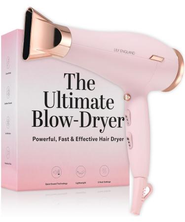 1800w Pink Hair Dryer - Lightweight Hairdryer for Women for Fast Drying Shine & Control - Hairdryers by Lily England (UK Plug)