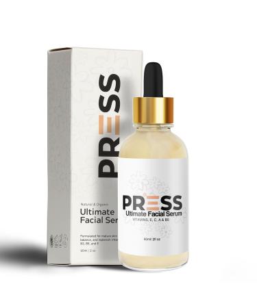 PRESS SKINCARE Women's Ultimate Facial Serum with Vitamins A C B3 B5 and E | Anti Aging Serum | Hydrating Face Serum for Glowing Skin Serum | Reduce Wrinkles Dark Spots & Fine lines | 2OZ