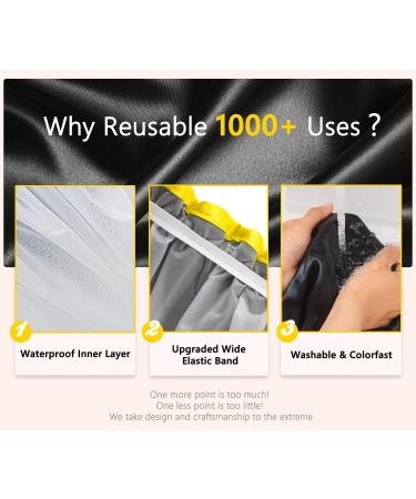 Mikimini XL Waterproof Double-Layer Shower Cap for Women & Men - Black+Yellow - Odorless & Colorfast - High-Quality & Washable - Long Hair Friendly (1 Pack) - Buy Online on SooperMarket.com