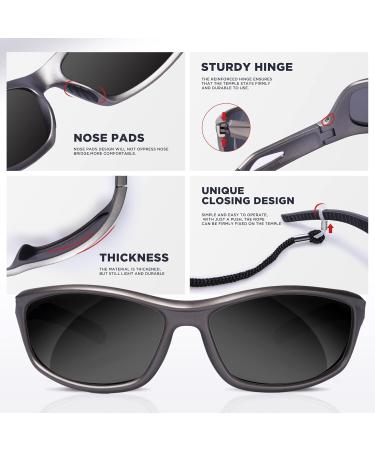 Rivbos Polarized Cycling Sunglasses for Men & Women - Lightweight TR90 Frame UV400 Protection for Hiking Running Golf & Fishing - RB831 Silver & Black - Buy Online on SooperMarket.com