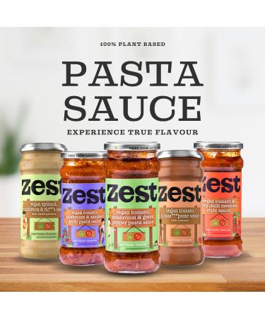 Zest Tomato Mushroom and Green Pepper Pasta Sauce 340g Vegan Dairy & Gluten Free Plant Based No Added Sugar - Buy Online on SooperMarket.com