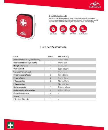 Buy GEIGELSTEIN Travel First Aid Kit Made in Germany | Stainless Steel Tweezers for Hiking Cycling & Outdoor Adventures - Buy Online on SooperMarket.com
