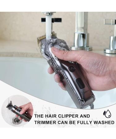 Hatteker Hair Clipper Cordless Hair Trimmer Barber Clipper T-Blade Trimmer Beard Trimmer Nose Trimmer Hair Cutting Grooming Kit Professional IPX7 Waterproof - Buy Online on SooperMarket.com