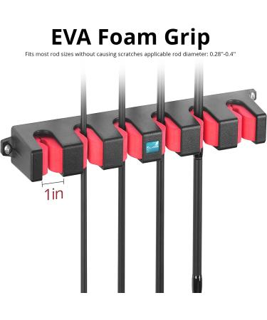 Calamus Horizontal Fishing Rod Holder - Wall Mounted Rack for 6 Rods/Combos, 13.6 Inches - Garage Storage Solution - Buy Online on SooperMarket.com
