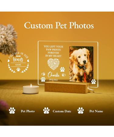 Personalized Dog Memorial Night Light - Custom Photo Pet Loss Gift with Name & Date - Cat Memorial Frame - Sympathy Gift - Buy Online on SooperMarket.com