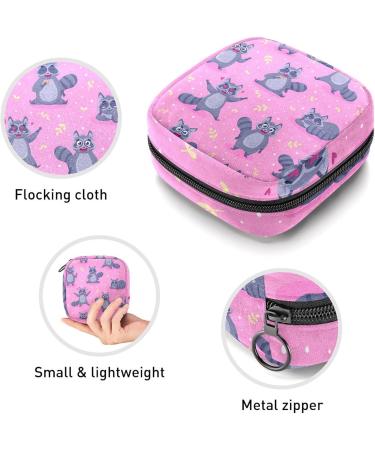 Raccoons Cartoon Sanitary Napkin Storage Bag - Portable Period Pouch for Women & Teens - Multi-Colored - Buy Online on SooperMarket.com