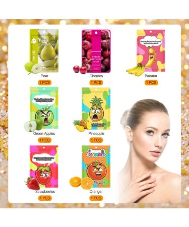Sheet Mask 7 pc Fruit Extract Masks Organic Face Mask Pineapple Face Mask Moisturizing Facial Mask Face Facial Mask Collagen Face Mask Hydrating Improve dullness & Brighten Women/Men for All Skin - Buy Online on SooperMarket.com