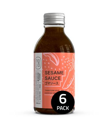 Sesame Sauce with Sesame Oil for Stir Fry Marinade or Dressing | Non-GMO & No Added Sugar | Gluten-Free Nut-Free Vegan | 200ml x 6 Recycled Glass Bottles I NOJ Sesame Sauce