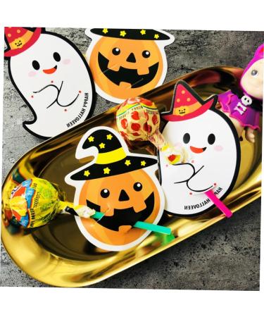 Warmhm 50pcs Halloween Message Card Halloween Candy Tag Packaging Decoration Card Paper Card Halloween Decor Pencil Caps Tooth Charms Candy Wrapping Card Lollipop Pumpkin - Buy Online on SooperMarket.com