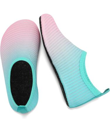 VIFUUR Kids Water Shoes - Quick Dry Aqua Socks for Beach Swim - Gradient Pink - Size 3-4 Big Kid - Buy Online on SooperMarket.com