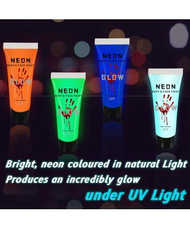 UV Face and Body Paint Glow Set - 8 Fluorescent Colors for Halloween Art Party Fancy Makeup - Buy Online on SooperMarket.com