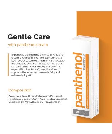 Panthenol Cream - Nourishing Skincare for Sun-Exposed & Sensitive Skin | 30g Moisturizer for Dry Skin Relief - Buy Online on SooperMarket.com