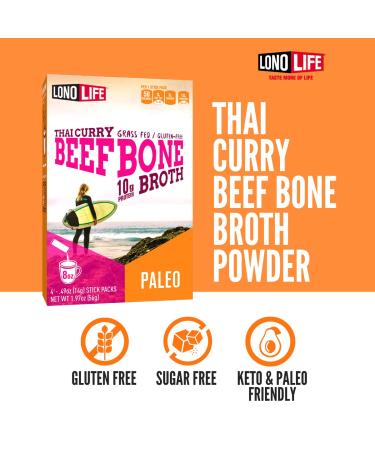 LonoLife Thai Curry Beef Bone Broth Sticks - 10g Collagen Protein - Grass-Fed, Gluten-Free - Keto & Paleo Friendly - 4 Packets - Buy Online on SooperMarket.com