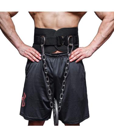 Manueklear DIP belt weight belt fitness belt for men and women robust dip power lifting belt with chain 101.6 cm cross lifting for squats pull-ups workout black