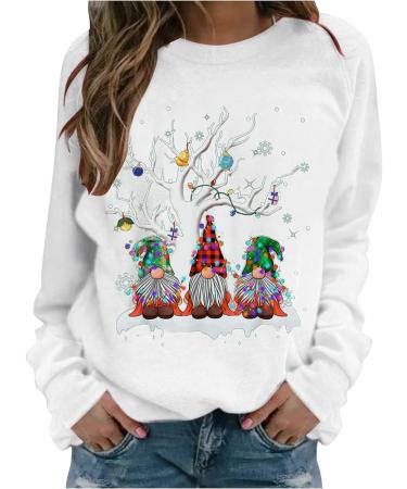 Women's Christmas Snowman Penguin Sweatshirt - Cozy O-Neck Raglan Top for Winter | Cute Xmas Jumper Sweater - Z37-White S - Buy Online on SooperMarket.com