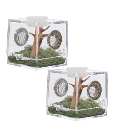 NUOBESTY 2 Set Spider Terrarium Acrylic Critter Keeper Jumping Spider Enclosure Snail Container House Reptile Terrarium Insect Enclosure Tank Snail Spider Habitat 3. 5X3. 5X4CM 3.5X3.5X4CM