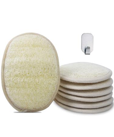 Pack of 6 Loofah Sponge Pads Natural Organic Bath Luffa Sponges Pads Natural Bath Shower Loofah Body Scrubber Sponges for Exfoliating Your Skin with Adhesive Hook Loofah Pads