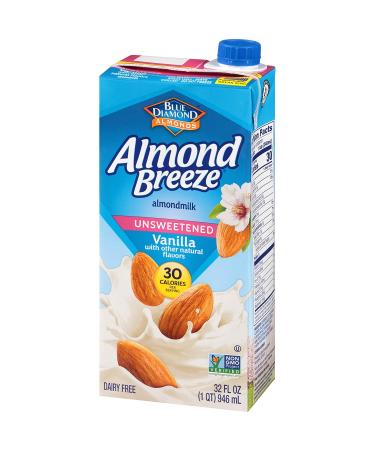 Almond Breeze Dairy Free Almondmilk Unsweetened Vanilla 32oz (Pack of 6) - Vegan, Non-GMO, Unsweetened Vanilla Almond Milk - Buy Online on SooperMarket.com