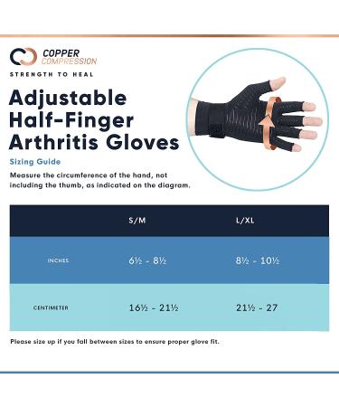 Copper Infused Fingerless Arthritis Compression Gloves for Hand Pain Relief - Adjustable Fit for Men and Women - Reduce Pain, Improve Blood Flow, Aid Recovery - Small/Medium (1 Pair) - Buy Online on SooperMarket.com
