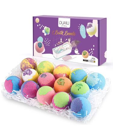Bath Bombs Gift Set DUAIU 14Pcs Natural Bath Bomb Set Organic Bubble Bath Bombs with Essential Oil Gifts for Her Birthday Anniversary Valentines Mothers Day Gifts for Women Mom Girls