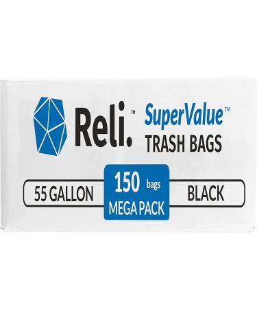 Reli. Easy Grab Trash Bags 55-60 Gallon (150 Count) - Made in USA | Heavy Duty Contractor Bags for 50-60 Gallon Bins - Black (Pack of 1) - Buy Online on SooperMarket.com