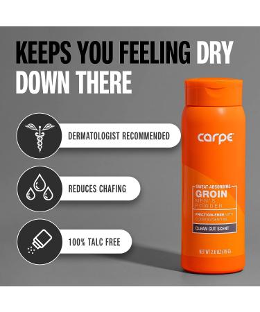 Carpe Sweat Absorbing Groin Powder for Men - Maximum Absorption, Chafing and Friction Free - Buy Online on SooperMarket.com