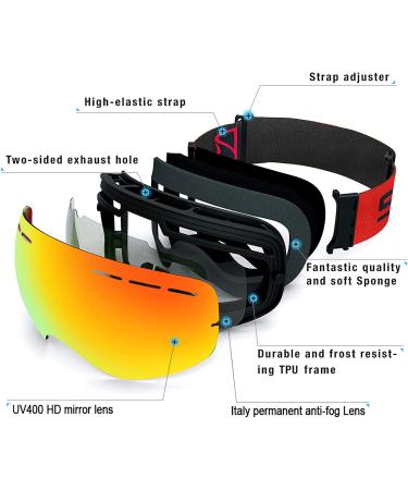 Shop Sposune OTG Ski Goggles - Anti-Fog Spherical Dual Lens UV400 Protection for Men & Youth Snowboard & Snowmobile Eyewear - Buy Online on SooperMarket.com