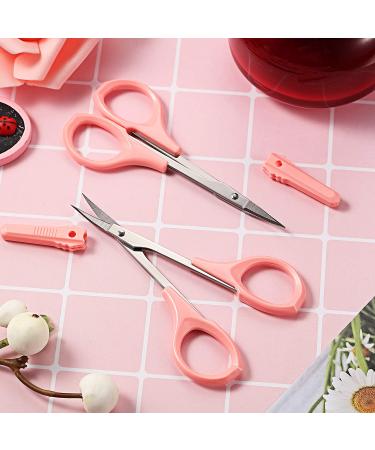 2 Pack Curved Craft Scissors for Eyebrow & Eyelash Extensions - Stainless Steel Beauty Trimming Scissors (Pink, 4 Inch) - Buy Online on SooperMarket.com