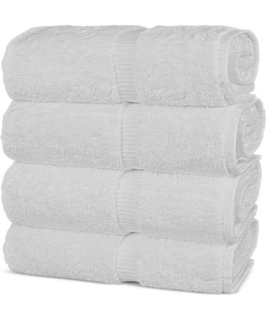 Chakir Turkish Linens 100% Cotton Premium Towels for Bathroom - 27'' x 54'' | 4-Piece Bath Towels Set in White - Buy Online on SooperMarket.com