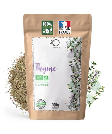 ORIGEENS THYME TEA ORGANIC Origin France 100g | Organic Dried Thyme Leaves for Cough tea and Cooking | Organic Thyme Dried